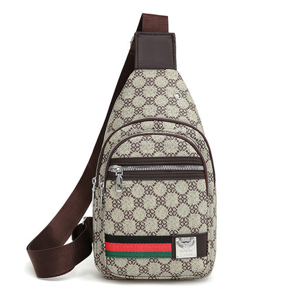 New Contrast Color PU Soft Leather Casual Chest Bag Men And Women Crossbody Tide Travel Fashion Small Backpack