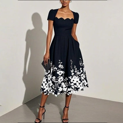 Digital Printing Square Collar Dress