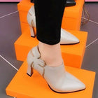 Thick Heel Deep Mouth Pointed Stylish Shoes