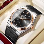 Black Leather Rose Gold Black