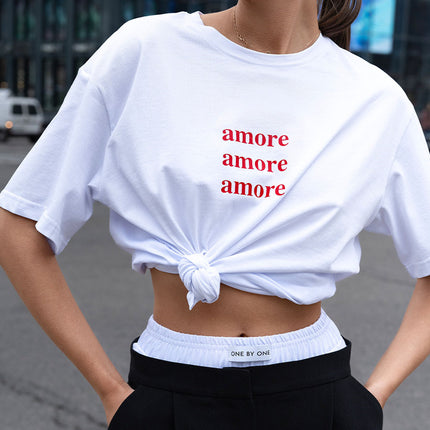 Oversized White T-shirt With Women's Print