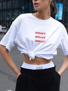 Oversized White T-shirt With Women's Print