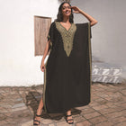 Rayon Embroidered Plus Size Beach Dress For Women