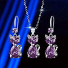 Shiny Exquisite Luxury Cat Pendant Necklace Earrings