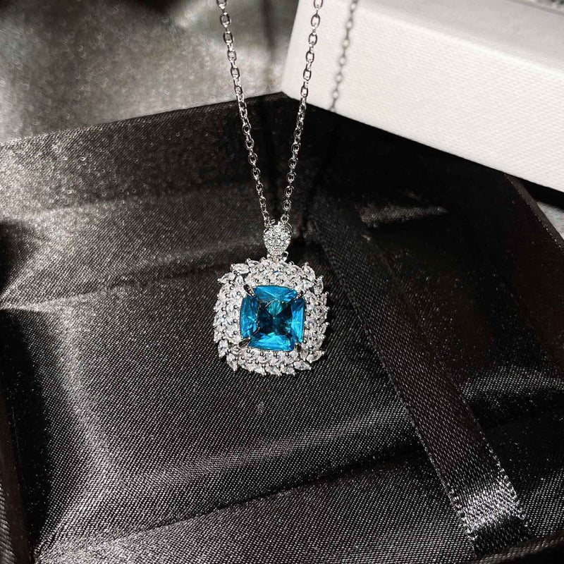 925 Silver Jewelry Colored Gems Suit Ear Stud Pendant Ring For Women