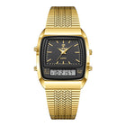 Business Casual Mesh Belt Waterproof Double Display Electronic Quartz Watch