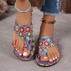 Plus Size Ethnic Style Flat Toe Ring Slippers