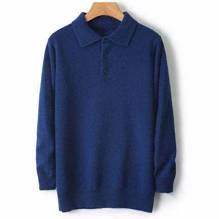 Men's Woolen Sweater Polo Collar Sweater Pullover