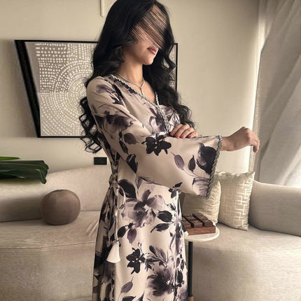 Muslim Arabic Dubai Printed Robe