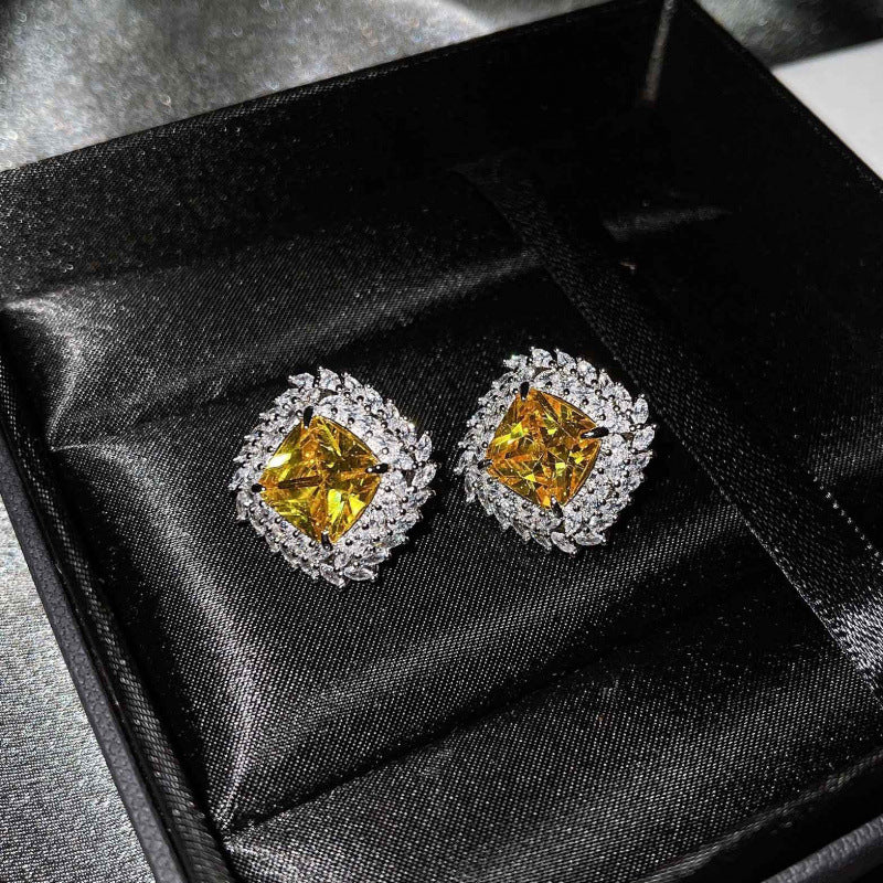 925 Silver Jewelry Colored Gems Suit Ear Stud Pendant Ring For Women