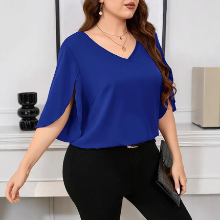Fashion Solid Color Plus Size T-shirt Loose All-match Plus Size