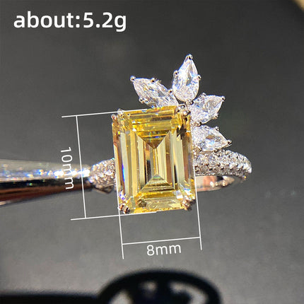Elegant Princess Square Diamond Zircon Ring Vintage