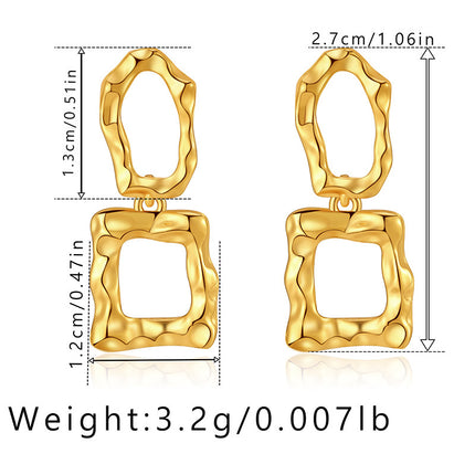 Color Retention Copper Plating 18K Real Gold Overlapping Design Double Layers Loving Heart Earrings