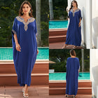 Outerwear Cover-up Rayon Embroidery Plus Size Long Dress Women