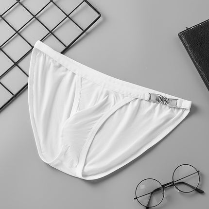 Metal Decorative Thin Low Waist Breathable Sweat Absorbing Sexy Briefs Men