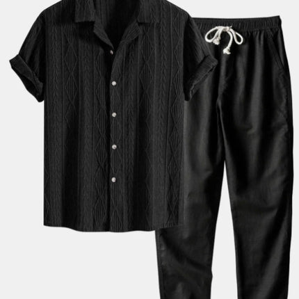 Lapel Casual Short-sleeved Shirt Digital Printing Comfortable Trousers Suit