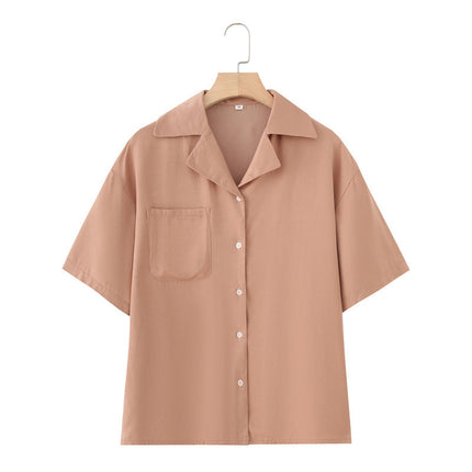 French Lapel Short Sleeve Shirt Outfit Loose Shorts Two-piece Set