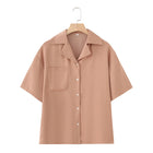 French Lapel Short Sleeve Shirt Outfit Loose Shorts Two-piece Set