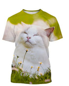 Funny Cute Cat Pattern Men's T-shirt 3D Animal Print