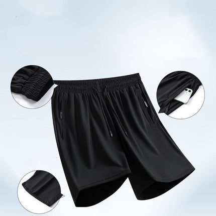 Ice Silk Shorts Men's Thin Loose Oversized Track Pants