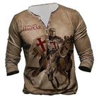 European And American Digital Printing Men's Long-sleeved Medieval T-shirt