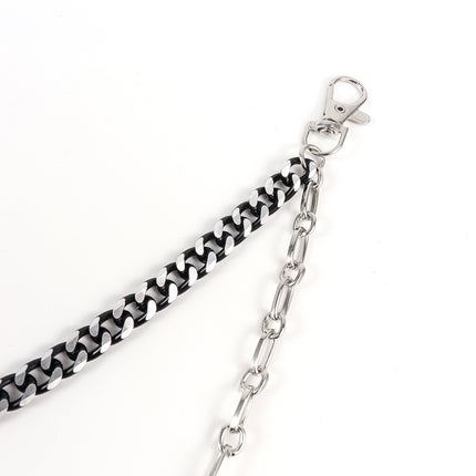 New European And American Punk Style Personality Double Pants Chain Men And Women Black And Silver Mixed Simple Chain Hip-hop Jeans Decoration