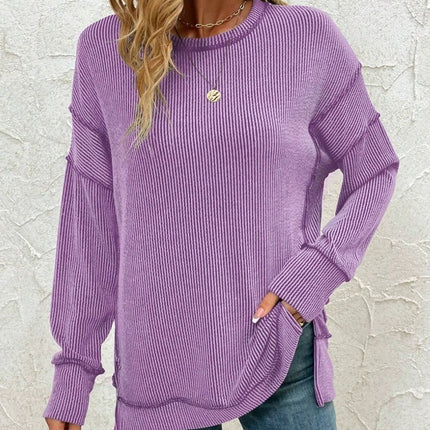 Twist Strip Split Long Sleeve Loose Sweatshirt Sweater