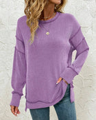 Twist Strip Split Long Sleeve Loose Sweatshirt Sweater