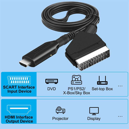 SCART To HDMI Converter Cable SCART - HDMI - OLD DVD TO HD TV -Video Adapter