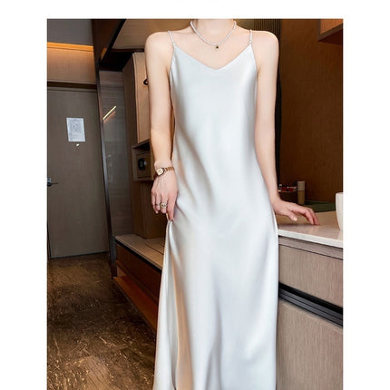 Spring And Summer New Silk Satin High-grade Suspenders Dress Women