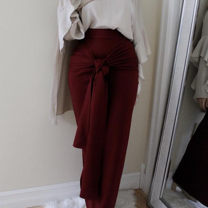 Women's Solid Color Muslim Hip Skirt