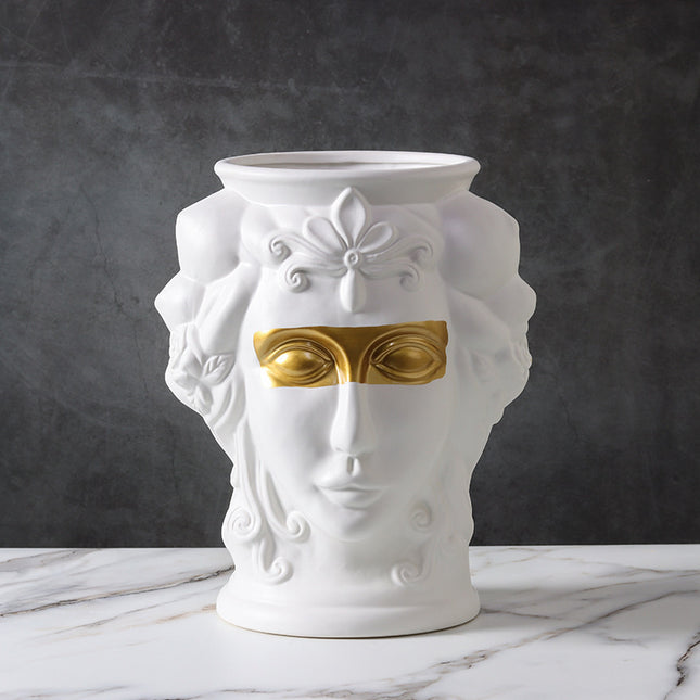 Human Face, Head Shape, Ceramic Vase, Handicraft Ornaments