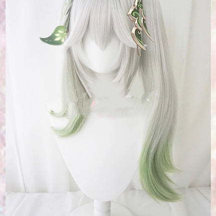 Grass God Nasida Gradient Simulation Scalp Single Ponytail Cosplay Wig