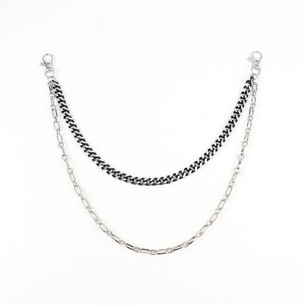 New European And American Punk Style Personality Double Pants Chain Men And Women Black And Silver Mixed Simple Chain Hip-hop Jeans Decoration