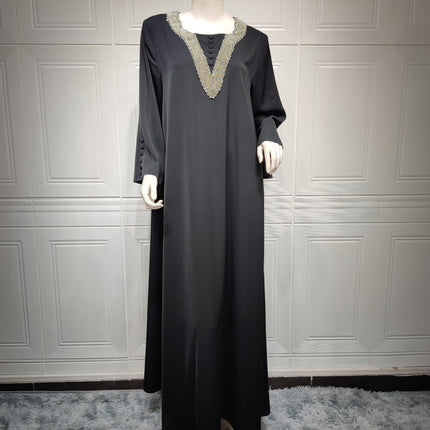Women's Fashion Plus Size Women Handmade Beaded Rhinestone Dress