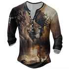 European And American Digital Printing Men's Long-sleeved Medieval T-shirt