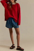 Solid Color Round Neck Loose Versatile Basic Pullover Sweater