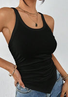 Solid Ruched Hanky Hem Tank Top