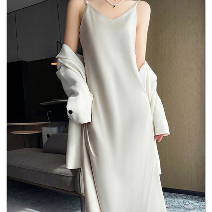 Spring And Summer New Silk Satin High-grade Suspenders Dress Women