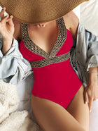 Women's Fashion Deep V Spaghetti Straps One-piece Swimsuit