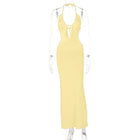 Hot Girl Close-fitting And Slim-fitting Pure Color Halter Sling Dress