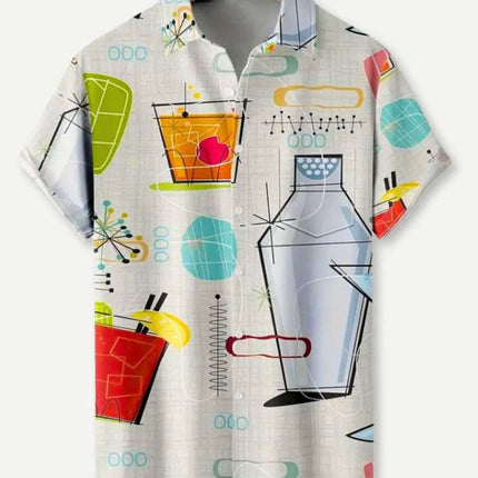Hawaiian Printing Lapel Short Sleeve Shirt