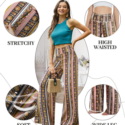 Wide-leg Pants - Skirt Printed With Pink Vintage Flowers