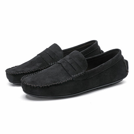 Hand-stitched Men's Beanie Shoes Velvet Leather Handmade