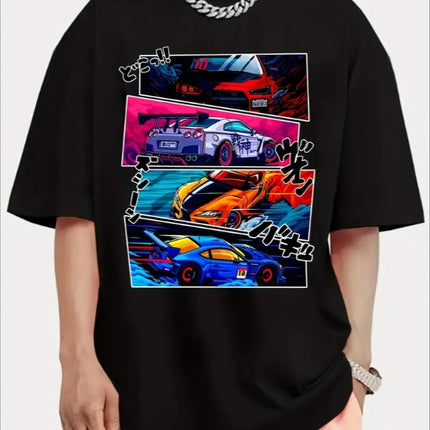 Men Street Style T-shirt, Short-sleeved T-shirt, Summer Outdoor Sports Print T-shirt