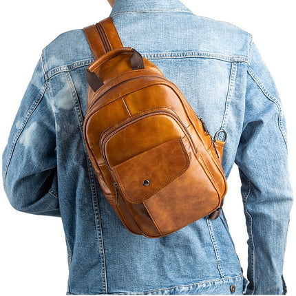 Travel Multifunctional Men's First Layer Cowhide Bag
