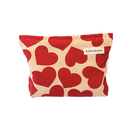 Corduroy Love Heart Cosmetic Bag Portable Skin Care Products Buggy Bag