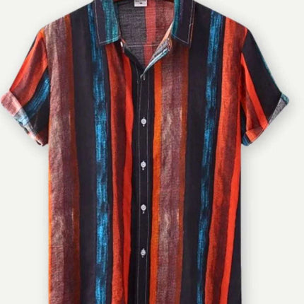 Hawaiian Printing Lapel Short Sleeve Shirt