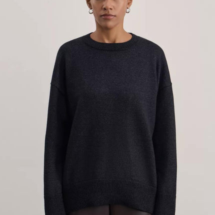 Women's Knitted Round Neck Solid Color Loose Fashion Sweater