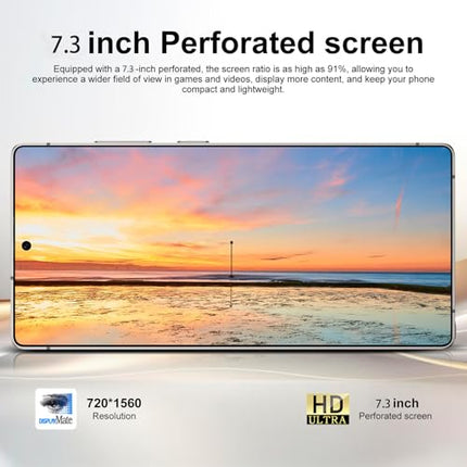 C25 Ultra Unlocked Phone,5G Smartphone 8GB 256GB 7.3-inch Android 14 Cell Phone 6800mAh Large Battery Dual SIM Face GPS